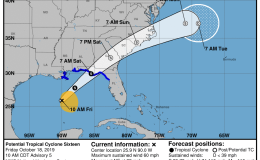United States/Gulf of Mexico: Potential Tropical Cyclone SIXTEEN (16L) 18/1500Z 25.9N 90.0W, moving NE ~18.8kt. Wind ~52.1kt 1001mb (NHC FL) – Updated 1520Z (GMT/UTC)