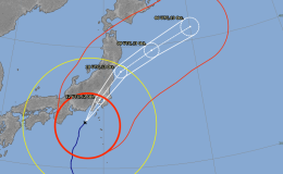 Japan/ West Pacific: Typhoon HAGIBIS (20W) 12/0700Z 34.1°N 138.3°E, moving NNE 35 km/h (19 kt) Wind 45 m/s (85 kt) Gust 60 m/s (120 kt) 945hPa (RSMC Tokyo) – Updated 12 Oct 2019 0758Z (GMT/UTC)