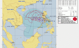 Philippines: Typhoon KAMMURI (‘Tisoy’ in PH)(=CAT1 SSHWS) 03/1500Z position nr 13.4N 119.6E, moving W 11kt (JTWC) – Updated 03 Dec 2019 1500Z (GMT/UTC)