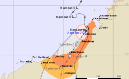 Australia: Tropical Cyclone BLAKE 06/1800Z 17.7S 122.1E, moving SSW 05kt. Max winds 35kt. 991 hPa (TCWC Perth) – Published 06 Jan 2020 2015Z (GMT/UTC)