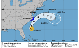 United States (NC): Tropical Storm ARTHUR 17/1500Z 30.5N 77.4W, moving NNE ~8.09kt 1002mb (NHC FL) – Published 17 May 2020 1700Z (GMT/UTC)